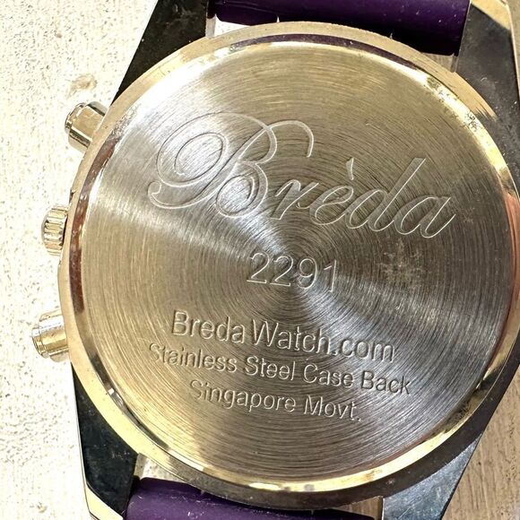 Bréda zebra rhinestone watch with purple band - Picture 5 of 8